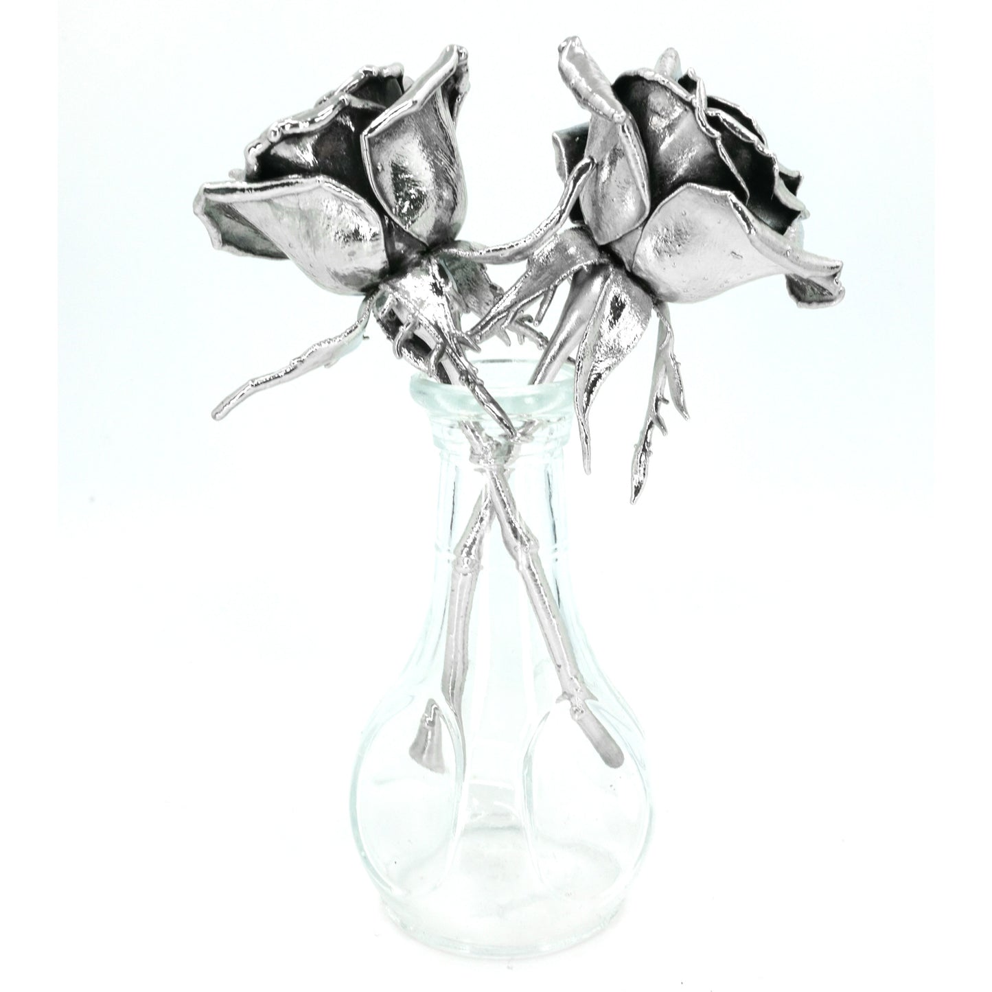5" Silver Coated Real Rose