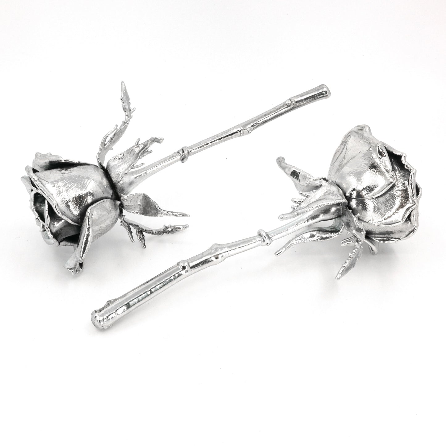5" Silver Coated Real Rose