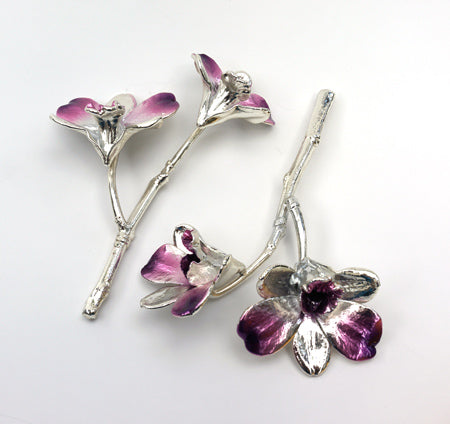 Silver Coated Preserved Small Real Orchids