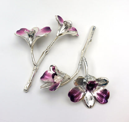 Silver Coated Preserved Small Real Orchids