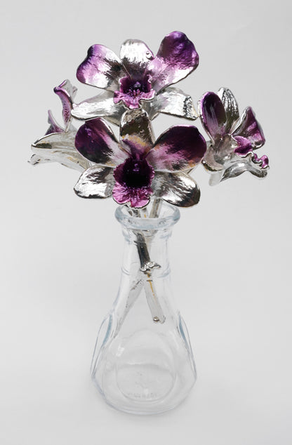 Silver Coated Preserved Small Real Orchids