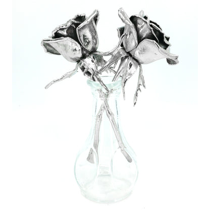 5" Silver Coated Real Rose
