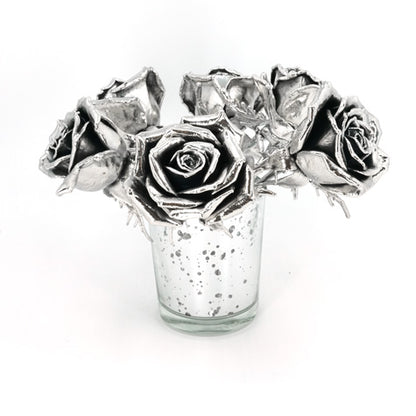 5" Silver Coated Real Rose